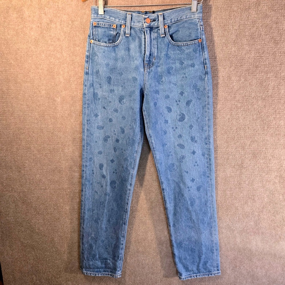 JCrew Slouchy Boyfriend Jean High Rise Paisley Laser Print Straight Jean Size 23